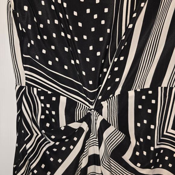 CO Collections Silk Maxi Dress Black White Geometric Handkerchief Hem Runway NWT - Picture 10 of 14